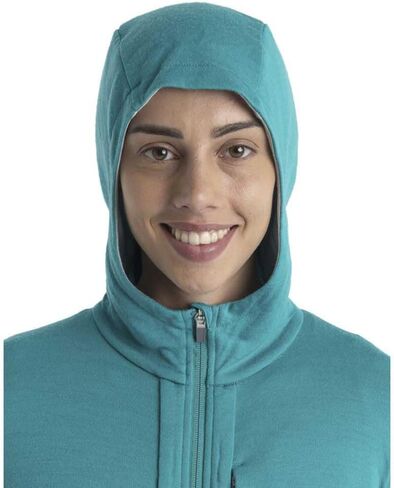 سترة نسائية من Icebreaker Quantum Iii بأكمام طويلة من الصوف بسحاب رياضي in Kuwait