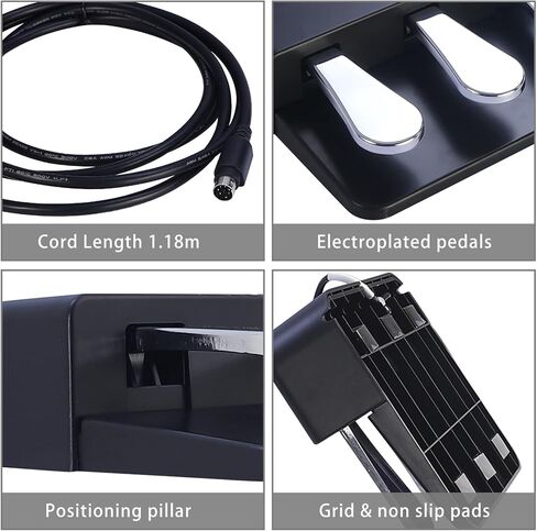 Portable 3-Pedal Board unit for Electric pianos keyboards, Soft & Sostenuto & Sustain pedal 3-Pedal Compatible With Yamaha P125 P121 P515 DGX670 Digital pianos keyboards (Black + Silver) in Saudi Arabia