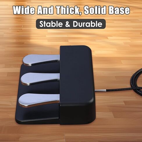 Portable 3-Pedal Board unit for Electric pianos keyboards, Soft & Sostenuto & Sustain pedal 3-Pedal Compatible With Yamaha P125 P121 P515 DGX670 Digital pianos keyboards (Black + Silver) in Saudi Arabia