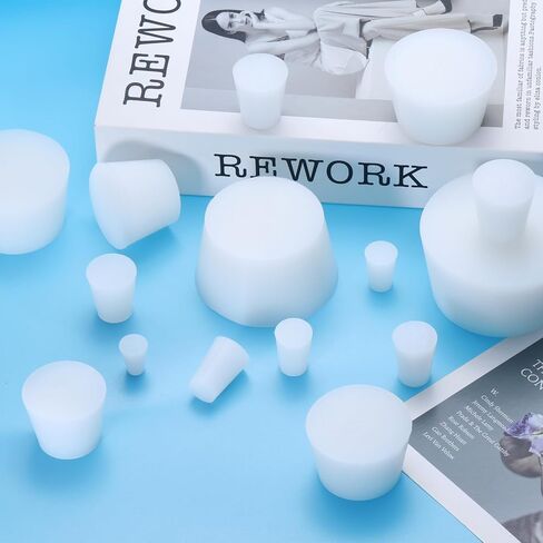 uxcell 12 Pcs White Silicone Solid Rubber Stoppers, Tapered Plugs Lab Seal Tube Stopper Plugs for Drainpipe Sinks Industry and Laboratories, 11mm to 15mm Dia in Kuwait