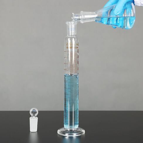 Graduated Cylinder with Stopper, 250 ml Borosilicate Glass Measuring Cylinder with 24/40 Standard Ground Joint Stopper, Durable Laboratory Glassware for Accurate Liquid Measurement in Saudi Arabia