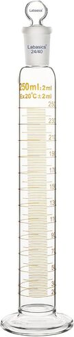 Graduated Cylinder with Stopper, 250 ml Borosilicate Glass Measuring Cylinder with 24/40 Standard Ground Joint Stopper, Durable Laboratory Glassware for Accurate Liquid Measurement in Saudi Arabia