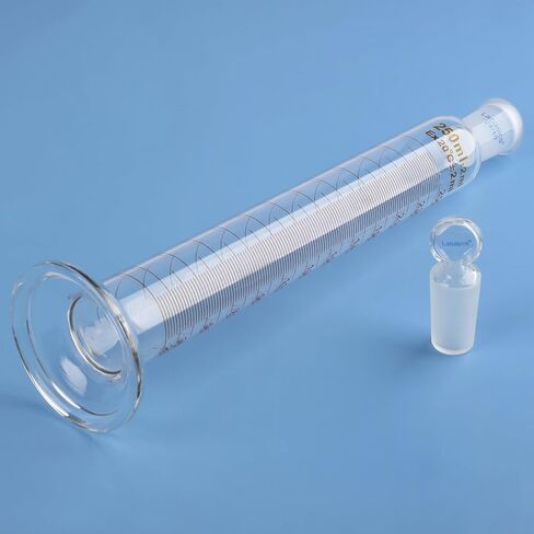 Graduated Cylinder with Stopper, 250 ml Borosilicate Glass Measuring Cylinder with 24/40 Standard Ground Joint Stopper, Durable Laboratory Glassware for Accurate Liquid Measurement in Saudi Arabia