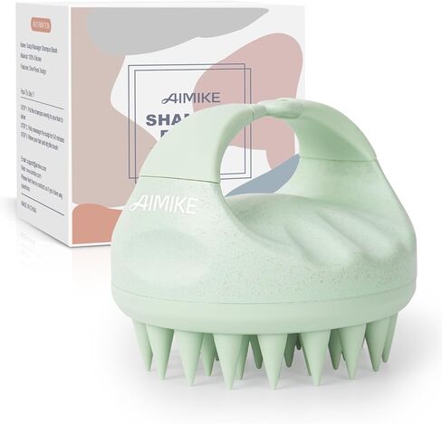 فرشاة شامبو لتدليك فروة الرأس من إيميك، منظف فروة الرأس لإزالة القشرة، فرشاة مقشر فروة الرأس مع السيليكون الناعم، مدلك فروة الرأس لنمو الشعر، فرشاة استحمام لفروة الرأس الجافة والرطبة، باللون الأخضر in Kuwait