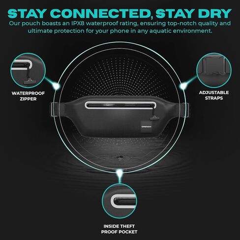 DRENCH 100% Underwater Waterproof Waist Pack. Submersible Waterproof Phone Pouch. Dry Bag for Swimming & Snorkelling. Underwater Phone case. Waterproof Fanny Pack. (Black) in Saudi Arabia