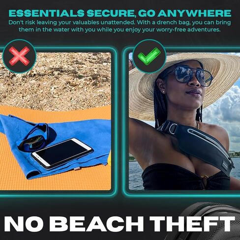 DRENCH 100% Underwater Waterproof Waist Pack. Submersible Waterproof Phone Pouch. Dry Bag for Swimming & Snorkelling. Underwater Phone case. Waterproof Fanny Pack. (Black) in Kuwait