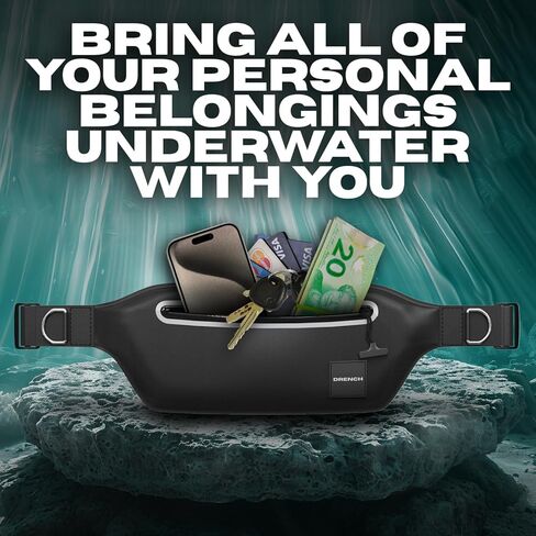DRENCH 100% Underwater Waterproof Waist Pack. Submersible Waterproof Phone Pouch. Dry Bag for Swimming & Snorkelling. Underwater Phone case. Waterproof Fanny Pack. (Black) in Kuwait