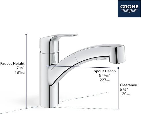 GROHE 30306DC1 Eurosmart Dual Spray Pull-Out Kitchen Faucet with sprayer Supersteel (Stainless Steel) in Saudi Arabia