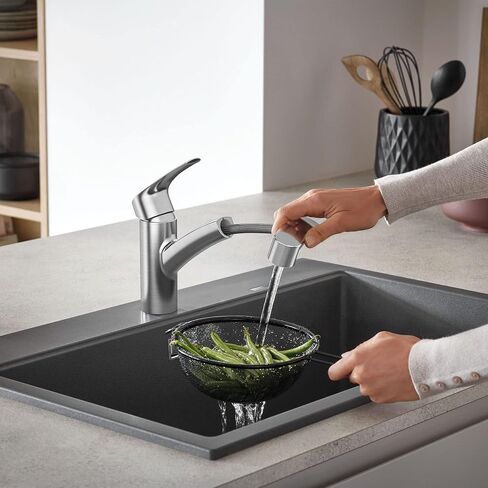 GROHE 30306DC1 Eurosmart Dual Spray Pull-Out Kitchen Faucet with sprayer Supersteel (Stainless Steel) in Saudi Arabia