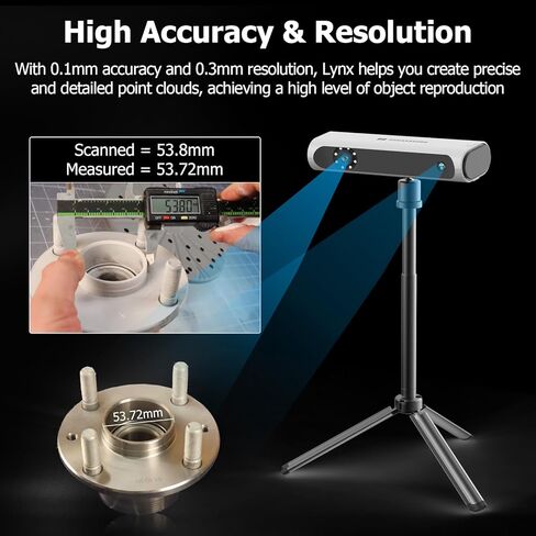 ماسح ضوئي ثلاثي الأبعاد من 3DMakerpro Lynx، دقة 0.1 مم وسرعة مسح 10 إطارات في الثانية، ماسح ضوئي ثلاثي الأبعاد محمول للطباعة ثلاثية الأبعاد والطابعة ثلاثية الأبعاد (إصدار ممتاز) in Kuwait