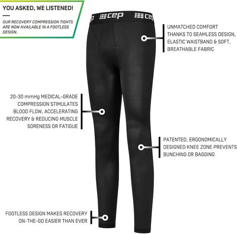 CEP Footless Recovery Compression Tights for Men | 20-30mmHg Performance Tights for Post-Workout Healing | Run Better in Kuwait