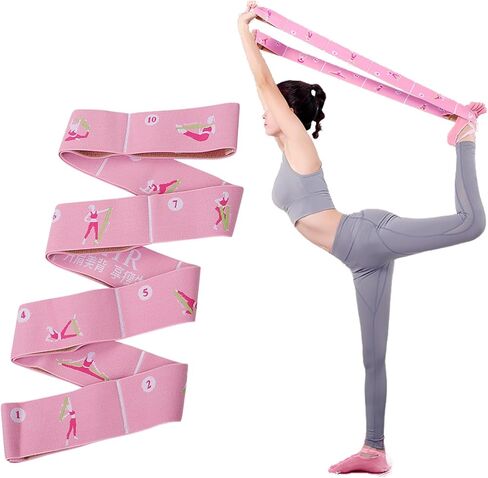 حزام تمدد مع حلقات، تحسين مرونة الجسم، حزام تمدد مرن لليوجا، حزام خلفي يساعد على تدريب الساق، حزام تمدد للمنزل، معدات رياضية منزلية لبيلاتيس، تقسيم الباليه، رقص الجمباز، إعادة التأهيل in Kuwait