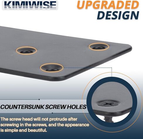 4 Pcs Flat Mending Plate, 1.5''x3.1'' Black Stainless Steel Metal Flat Straight Brace Bracket, Fixing Brace Joining Plates for Furniture, Wood, Shelves, Cabinet with 2 Different Lengths of Screws in Kuwait