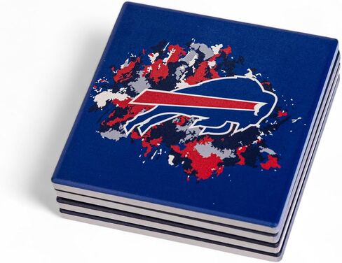 The Memory Company | Licensed NFL 4-Pack Team Logo Ceramic Blast Coaster Set,Buffalo Bills in Saudi Arabia