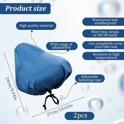 2 Pcs Waterproof Bike Seat Rain Cover Bicycle Seat Cover Bike Rain Cover Accessories Washable Bike Seat Cushion Cover Bicycle Seat Rain Cover with Drawstring Bike Cushion Seat Protector in Saudi Arabia