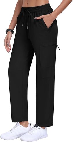 MoFiz Women's Hiking Cargo Pants Lightweight Joggers Elastic Waist Athletic Outdoor Sweatpants Casual Travel Pant with Pocket in Saudi Arabia