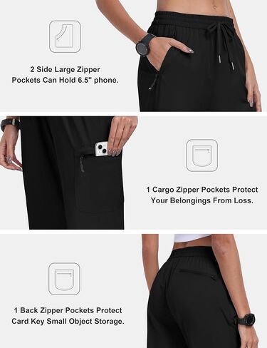 MoFiz Women's Hiking Cargo Pants Lightweight Joggers Elastic Waist Athletic Outdoor Sweatpants Casual Travel Pant with Pocket in Saudi Arabia