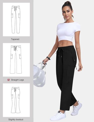 MoFiz Women's Hiking Cargo Pants Lightweight Joggers Elastic Waist Athletic Outdoor Sweatpants Casual Travel Pant with Pocket in Saudi Arabia