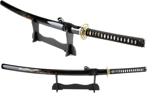 Traditional Japanese Handmade Sharp Katana Samurai Sword with Scabbard and Sword Stand in Saudi Arabia