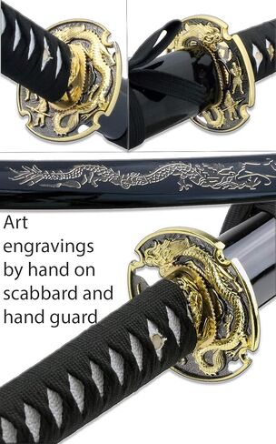 Traditional Japanese Handmade Sharp Katana Samurai Sword with Scabbard and Sword Stand in Saudi Arabia