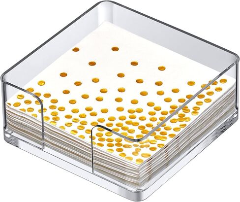 Amazing Abby Acrylic Luncheon Napkin Holder (6.5"x6.5"), Plastic Napkin Dispenser with Non-Slip Pads, Clear Napkin Stand, Great for Kitchen Counter, Dining Table, Bathroom Vanity, and More in Saudi Arabia
