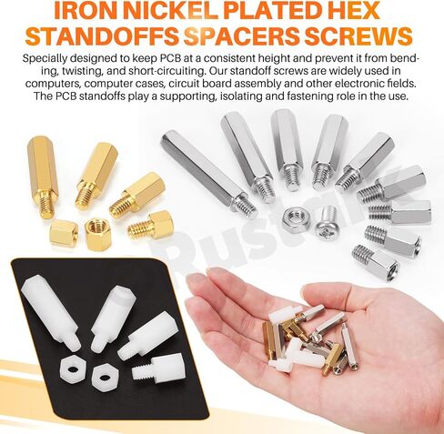 192Pcs 20 Sizes M4 Nickel Plated Brass Nylon Hex Male Female Spacers Standoffs Screws Nuts Assortment Kit Threaded Pillar Motherboard Standoffs and Screws for Circuit Board PCB Motherboard in Kuwait