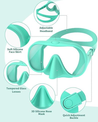 Dry Snorkel Set, Full Silicone Seal Scuba Diving Swim Mask,180° Clear View Snorkel Mask with Anti-Fog Coating Tempered Glass,Snorkeling Gear for Adults & Youth. in Saudi Arabia