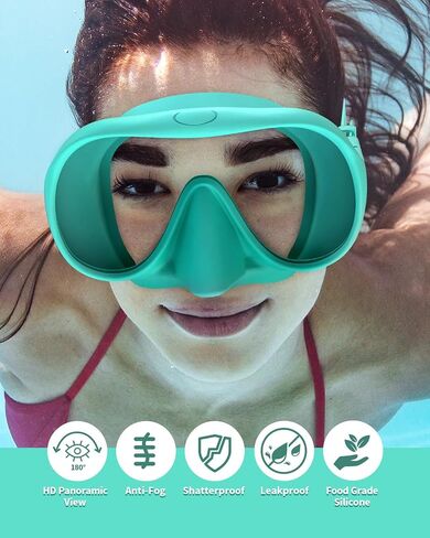 Dry Snorkel Set, Full Silicone Seal Scuba Diving Swim Mask,180° Clear View Snorkel Mask with Anti-Fog Coating Tempered Glass,Snorkeling Gear for Adults & Youth. in Saudi Arabia