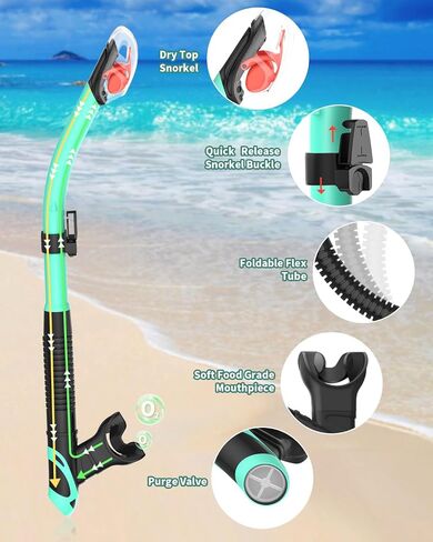 Dry Snorkel Set, Full Silicone Seal Scuba Diving Swim Mask,180° Clear View Snorkel Mask with Anti-Fog Coating Tempered Glass,Snorkeling Gear for Adults & Youth. in Saudi Arabia