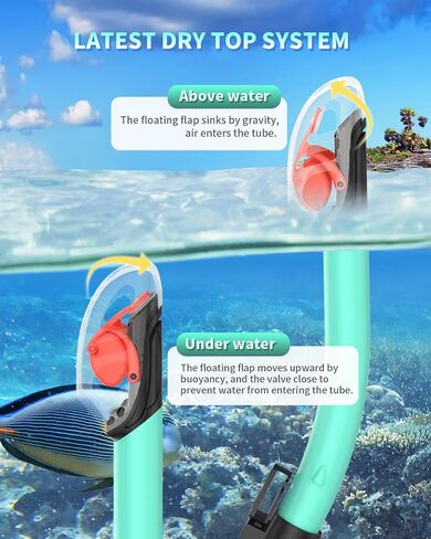 Dry Snorkel Set, Full Silicone Seal Scuba Diving Swim Mask,180° Clear View Snorkel Mask with Anti-Fog Coating Tempered Glass,Snorkeling Gear for Adults & Youth. in Saudi Arabia