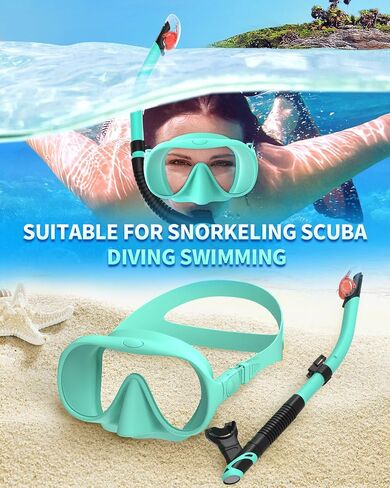 Dry Snorkel Set, Full Silicone Seal Scuba Diving Swim Mask,180° Clear View Snorkel Mask with Anti-Fog Coating Tempered Glass,Snorkeling Gear for Adults & Youth. in Saudi Arabia