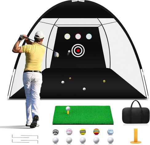 Golf Net, Golf Practice Net with Golf Hitting Mat, Home Golf Hitting Aid Nets for Backyard Driving Chipping Swing Training with Target/Balls/Tee/Bag Golf Accessories Gifts for Men/Golf Lovers in Saudi Arabia