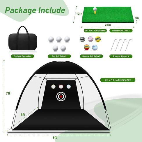 Golf Net, Golf Practice Net with Golf Hitting Mat, Home Golf Hitting Aid Nets for Backyard Driving Chipping Swing Training with Target/Balls/Tee/Bag Golf Accessories Gifts for Men/Golf Lovers in Saudi Arabia