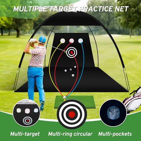 Golf Net, Golf Practice Net with Golf Hitting Mat, Home Golf Hitting Aid Nets for Backyard Driving Chipping Swing Training with Target/Balls/Tee/Bag Golf Accessories Gifts for Men/Golf Lovers in Saudi Arabia
