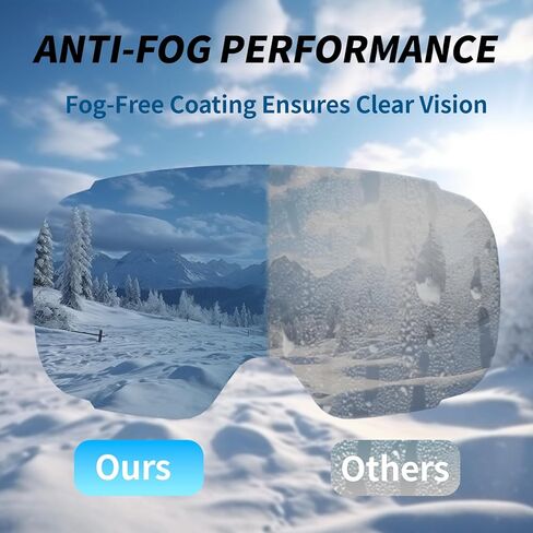 نظارات التزلج للرجال والنساء البالغين والشباب، نظارات OTG على الجليد مضادة للضباب، نظارات الثلج للحماية من الأشعة فوق البنفسجية رؤية واسعة in Kuwait