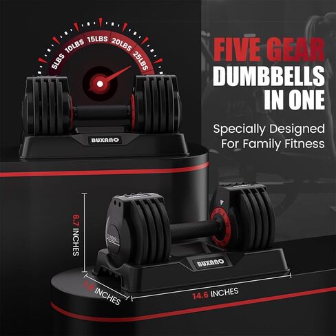 Adjustable Dumbbell 25LB Single Dumbbell Weight, 5 in 1 Weight Dumbbell with Non-Slip Handle,Ideal for Home Gym Workouts in Saudi Arabia