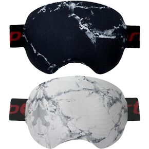 2 Pack Lycra Microfiber Ski Snowboard Goggle Cover Sleeve Protectors for Lens Protection Travel Storage, Black+White