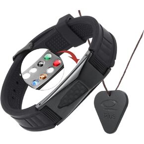 EMFProtection قلادة وسوار (مجموعة)، سوار الصحة 7 في 1، سوار مغناطيسي رياضي - مقاوم للماء ويناسب جميع المعصمين، الدورة الدموية، الطاقة والتوازن (أسود) in Kuwait