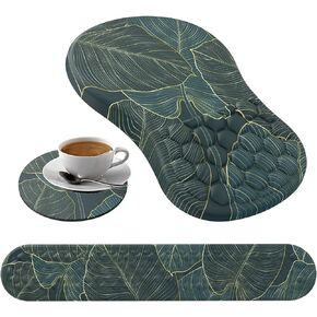 Mouse Pad Wrist Support,Ergonomic Mouse Pad with Wrist Rest,Computer Mouse Pads Pain Relief Keyboard Wrist Rest with Coaster Set,Non-Slip Computer Gel Mouse Pad for Desk Laptop Office-Beach Sunset