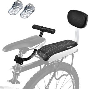 Cocoarm Bicycle Rear Seat, Child Safety Cushion Bike Back Seat Armrest Set Child Carrier Cycling Seat Handrail Rear Feet Pedals with Footrest Sets Accessory