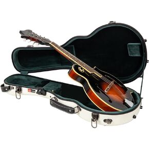Crossrock Fiberglass Mandolin Case-Universal Designed for Both A and F Style, with Accessory Compartment, Backpack Straps, TSA Lock-Milky White (CRF2020MAFMW)