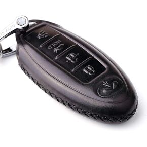Calfskin Genuine Leather 2000-2018 Infiniti Infinity g35 qx56 fx35 q50 g37 m35 qx60 i35 qx80 q60 qx30 Key fob Cover case Holder only for 5 Buttons (4 Buttons) in Saudi Arabia