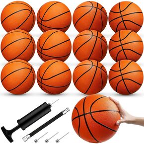 12 Pcs Official Size 7 Basketball Bulk Set 29.5" Rubber Basketball with Air Pump Junior Arcade Games Basketballs Donate Basketball for Basketball Indoor Outdoor Swimming Pool Beginner Party Favor