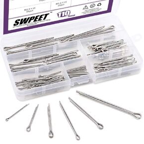 110Pcs 304 Stainless Steel Cotter Pin Clip Key Fastener Fitting Assortment Kit Perfect for Automotive Mechanics Small Engine Repair