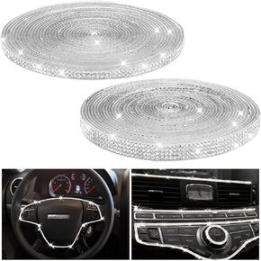 Bling Car Trim Self Adhesive 2 Rolls 10 yd Rhinestone Strips Ribbon Car Interior Exterior Accessories for Women Crystal Trim Glitter Diamond Stickers Roll for DIY Art Craft 0.16 0.35 Inch Wide