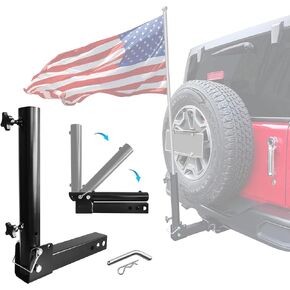 Foldable Hitch Mount Flagpole Holder Universal for Standard 2 inch Hitch Receivers fit for Truck SUV RV Pickup