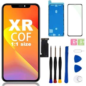 EFAITHFIX for iPhone XR Screen Replacement COF 6.1 Inch LCD Screen Frame Assembly 3D Touch Display Screen Digitizer for A1984/A2105/A2106/A2108 with Repair Tools kit Tempered Glass Waterproof Adhesive