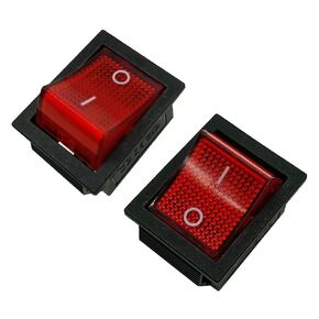 2Pcs Rocker Switch, 22A/250V AC DPST Snap in Boat Rocker Switch 4 Pins 2 Position ON/Off Red Light Illuminated Toggle Switch with UL Certificate
