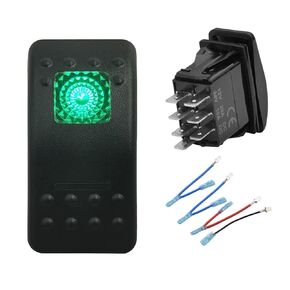 Illuminated Blue Led Momentary Rocker Switch (ON)-Off SPST for Car Marine Boat Van Bus RZR, with Jumper Wire Set