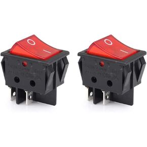 Boat Rocker Switch 16A/125V 16A/250V DPST 4Pins 2 Position ON/Off Red LED Light (Pack of 2)